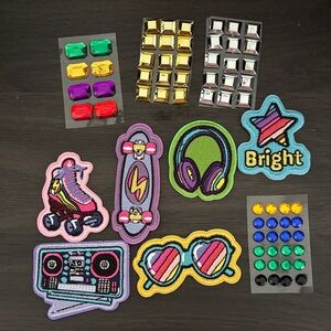 Colorful Embroidered Patches and Gem Set